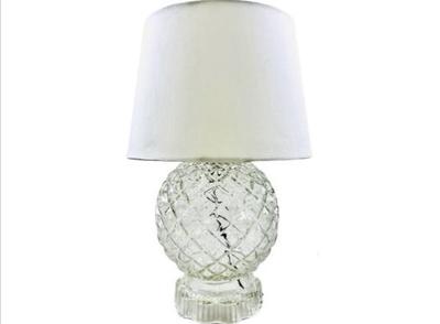 Vintage Pressed Glass Lamp & Coordinating Linen Shade