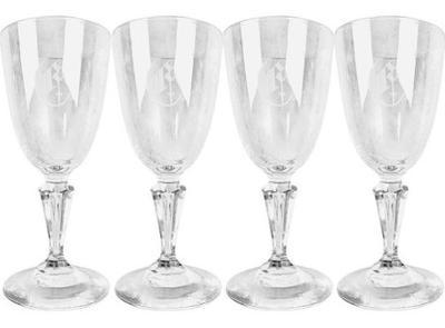Vintage Monogrammed Crystal Wine Glasses - 5.5" In Height - Captured Bubble Stem