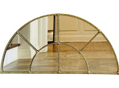 Demi-Lune Mirror With Brass Dividers And Decoration - Signed Ballard Designs