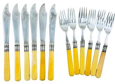 English Silver Plate & Bakelite Knives & Forks - Hallmarked