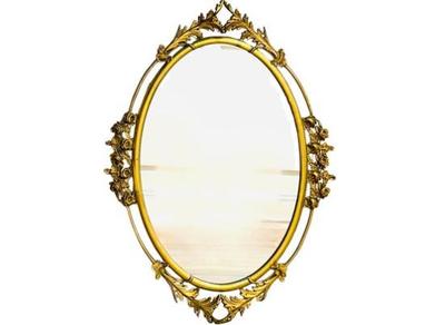 Oval Mirror With Metal Ornamental Design