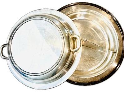 Silver Plate Covered Vegetable With Removable Divided Insert - Three Piece Set