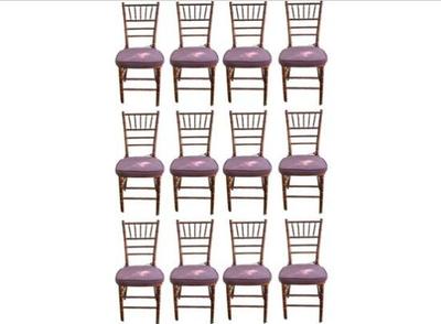 12 Bamboo Style Wood Catering Chairs With Chocolate Brown Removable Tieback Cushions