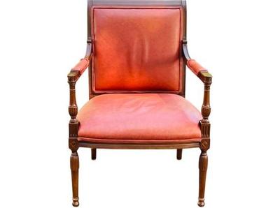 Regency Style Open Arm Chair - Persnickety Leather Arm Chair