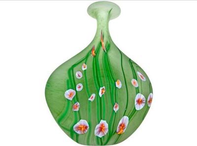 Quality Art Glass Vase By "Norman Stuart Clarke" - Acid Etched Signature At Base - Paperweight Style Base