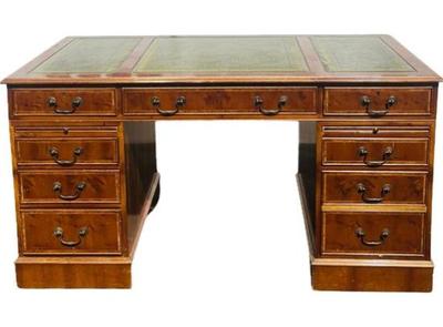 George III Style Mahogany Double Pedestal Desk