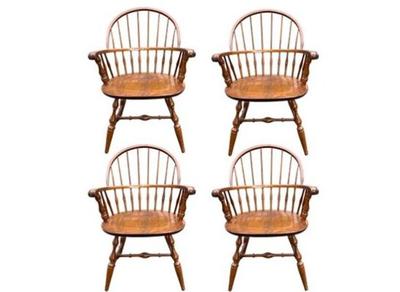 Four Windsor Style Arm Chairs