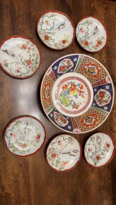 Asian bowl and 6 miniature plates