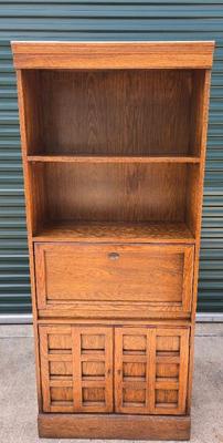 Multi functional wooden bookshelf with built in desk drawer 3