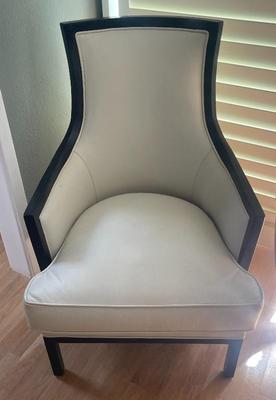 White leather highback side chair