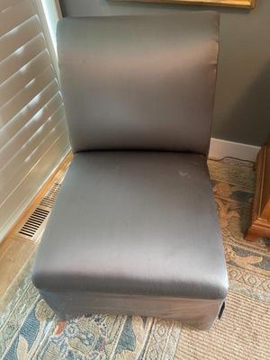 Baker modern silk upholstered slipper chair 2