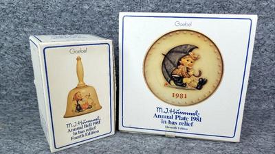 1981 goebel hummel annual 6 inch bell 7.25 inch plate