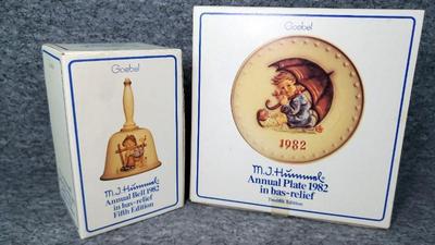 1982 goebel hummel annual 6 inch bell 7.25 inch plate