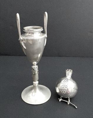 Silver chalice and small scandinavian ornamental sculpture