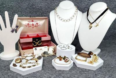 Ring pins, necklaces, earrings