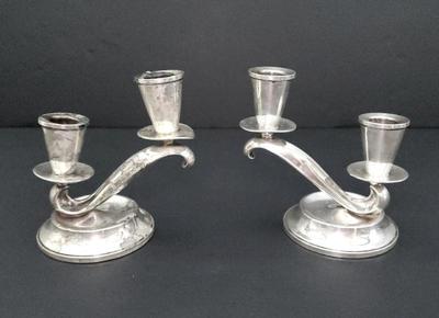 Pair of fisher weighted sterling silver candelabras