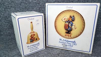 1983 goebel hummel annual 6 inch bell 7.25 inch plate