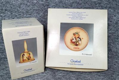 1986 goebel hummel annual 6 inch bell 7.25 inch plate