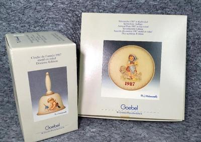 1987 goebel hummel annual 6 inch bell 7.25 inch plate