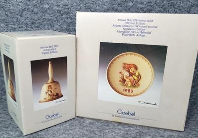 1985 goebel hummel annual 6 inch bell 7.25 inch plate