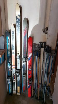 VINTAGE ALPINE SKIS AND POLES