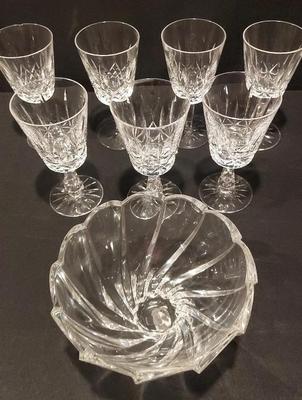 WATERFORD GOBLETS AND SPIRAL BOWL 