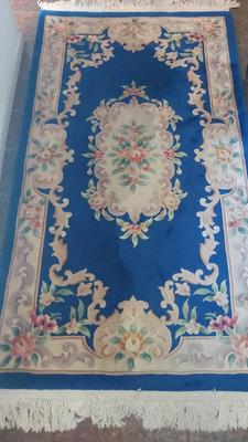 BRIGHT BLUE AND PINK FLORAL ENTRY RUG