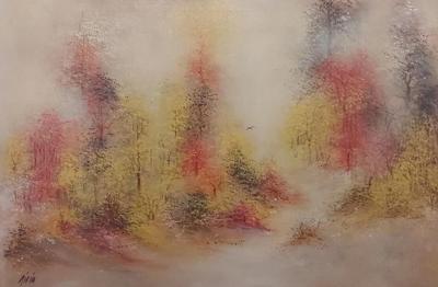 ORIGINAL AUTUMN FOREST PAINTING BY AIKIU