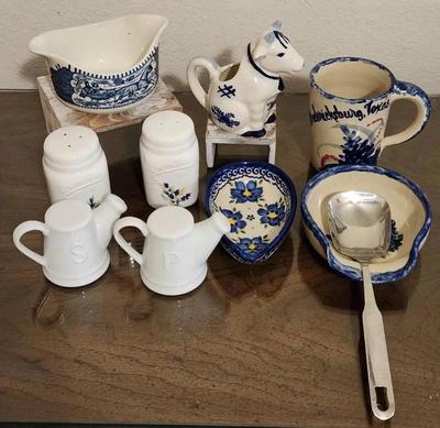 Ceramic blue white kitchen essentials