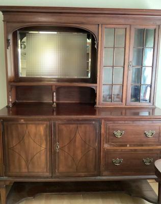 20th century mahogany breakfront china cabinet