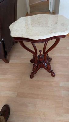 Antique style marble top side table a indonesian reproduction