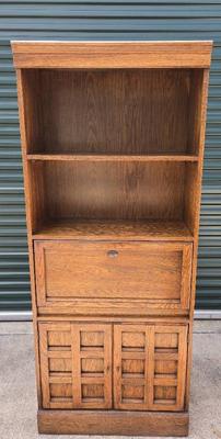 Multi functional wooden bookshelf with built in desk drawer 3