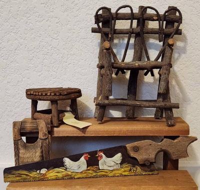 Small wooden toys small painted saw