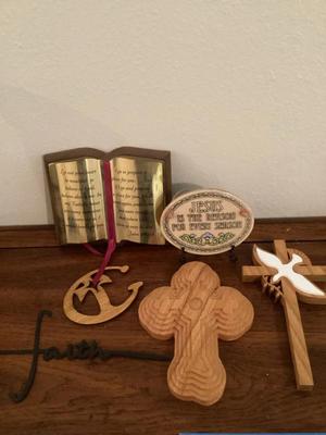 Homco scripture plaque and cross faith
