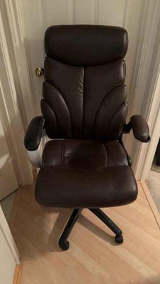 Brown leather desk chair