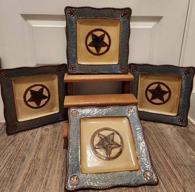 4 large ceramic western plates canyon ranch