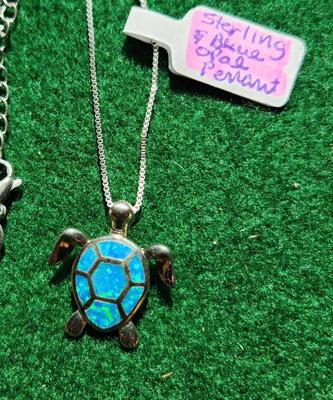 Sterling and Blue Opal Pendant