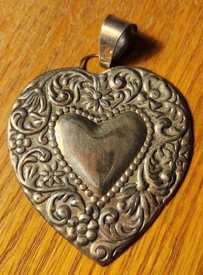 Vintage 925 Sterling Silver Mexico Heart Pendant