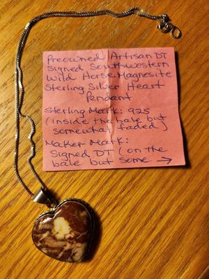 Signed Magnesite and Silver Necklace