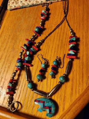 Turquois Necklace, Bracelet and Earrings