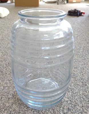 Sale Photo Thumbnail #483: Vintage 13" Ribbed Barrel Glass Jar