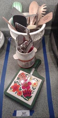 Sale Photo Thumbnail #511: Kitchen Cooking Utensils & Ceramic Jars