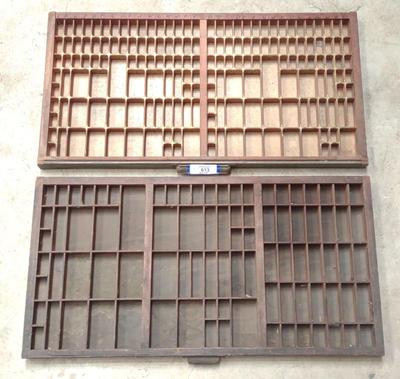Sale Photo Thumbnail #617: 2 Vintage Letterpress Printers Block Drawer Trays