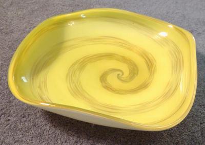 Sale Photo Thumbnail #316: Yellow Spiral Art Glass Centerpiece Bowl