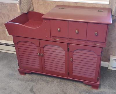 Sale Photo Thumbnail #65: Red Painted Dry Sink Cabinet
