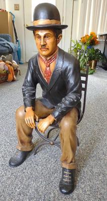Sale Photo Thumbnail #305: 25" Charlie Chaplin Resin Sculpture in Chair