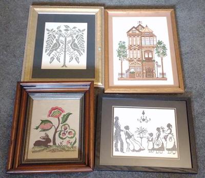 Sale Photo Thumbnail #492: 4 Needlepoint Framed Art Pieces
