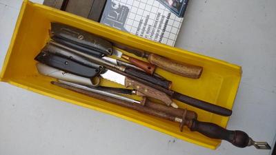 Sale Photo Thumbnail #228: Knives, Sharp Stones & Exacto set