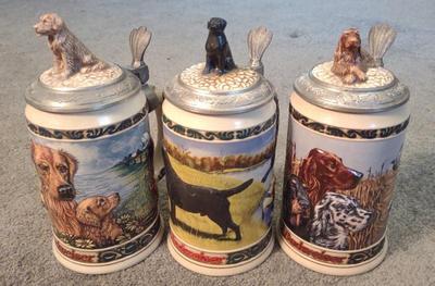 Sale Photo Thumbnail #388: 3 Budweiser Hunters Companion Series Dog Steins