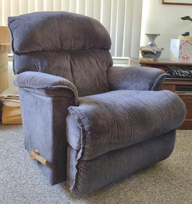 Sale Photo Thumbnail #479: La-Z-Boy Blue Upholstered Recliner - A